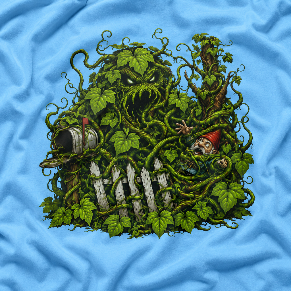 Kudzu Vine Monster with Garden Gnome Version 3 T‑Shirt