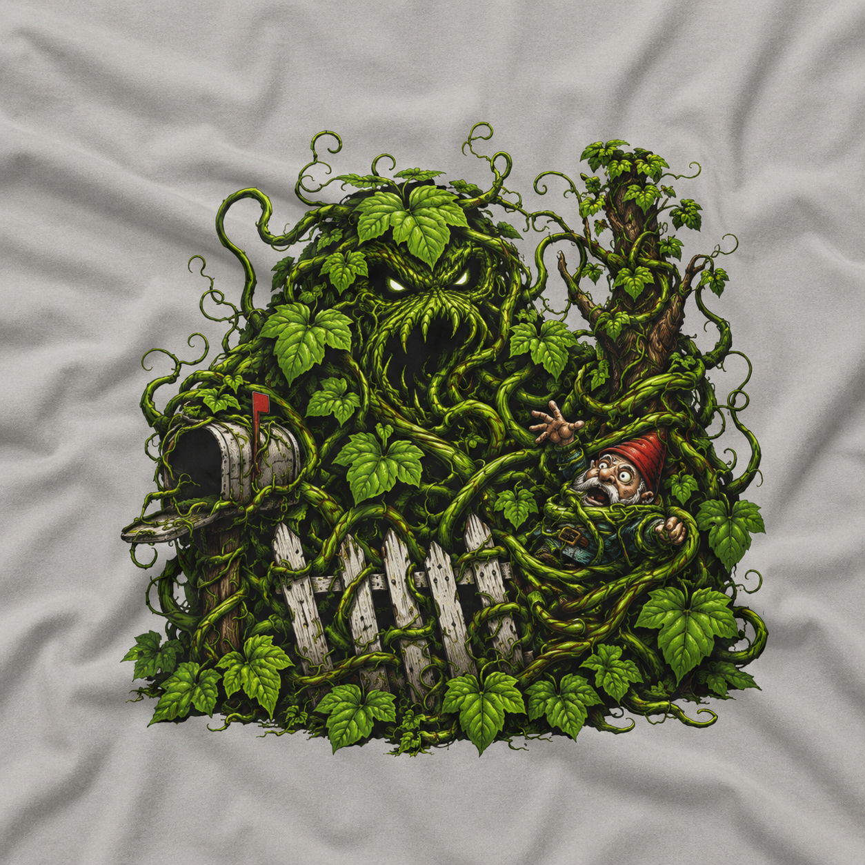 Kudzu Vine Monster with Garden Gnome Version 3 T‑Shirt
