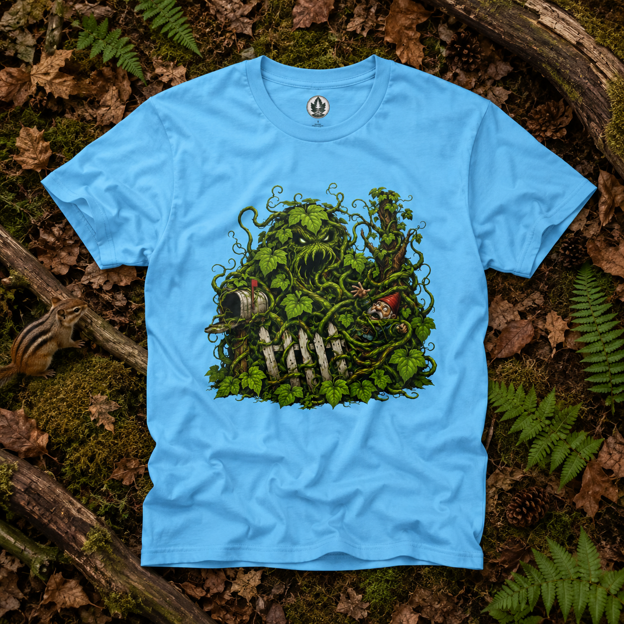 Kudzu Vine Monster with Garden Gnome Version 3 T‑Shirt