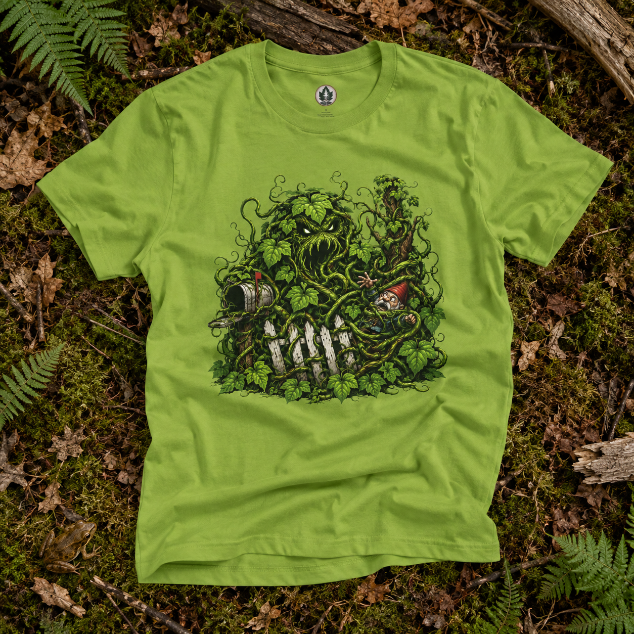 Kudzu Vine Monster with Garden Gnome Version 3 T‑Shirt