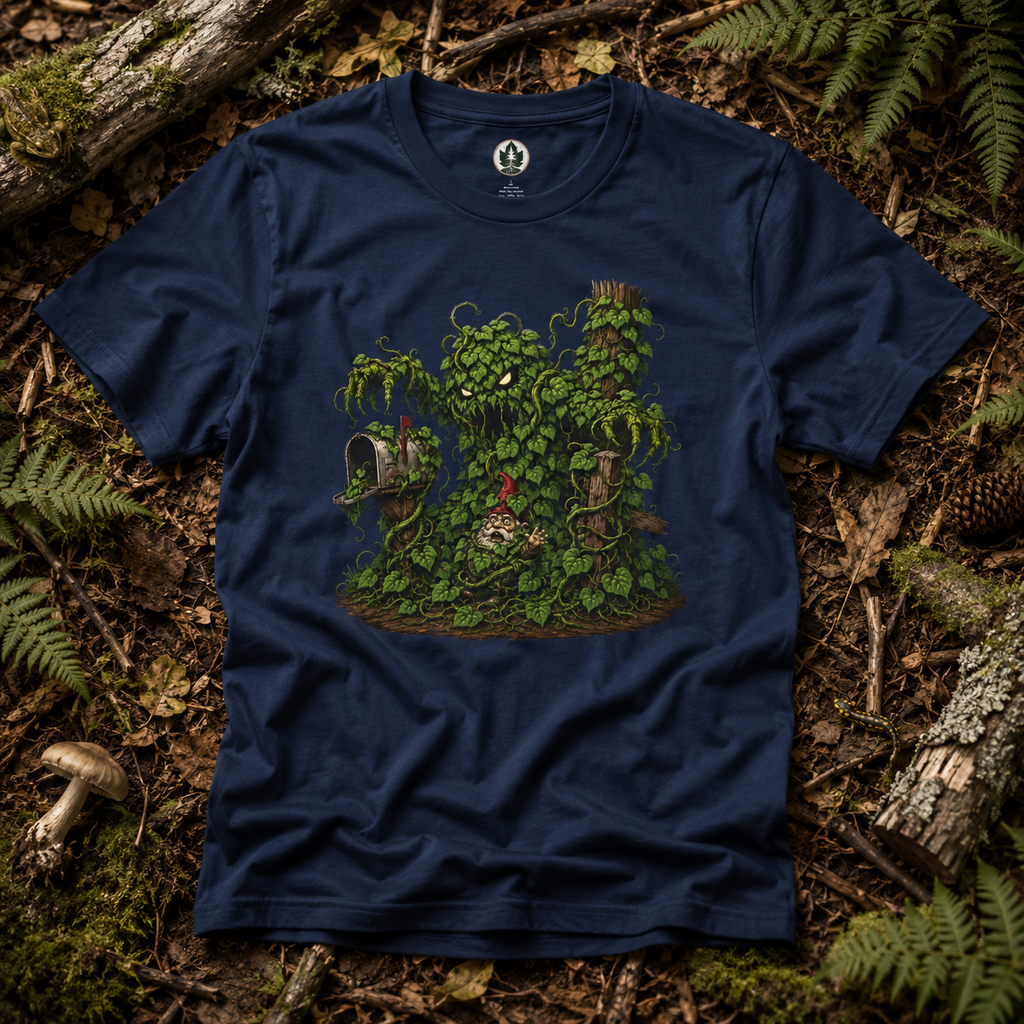 Kudzu Vine Monster with Garden Gnome Version 2 T‑Shirt