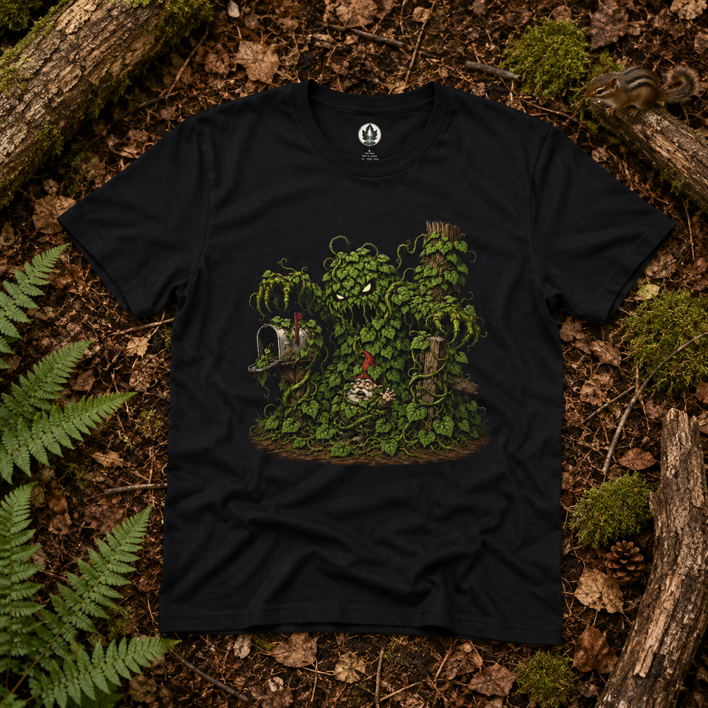 Kudzu Vine Monster with Garden Gnome Version 2 T‑Shirt