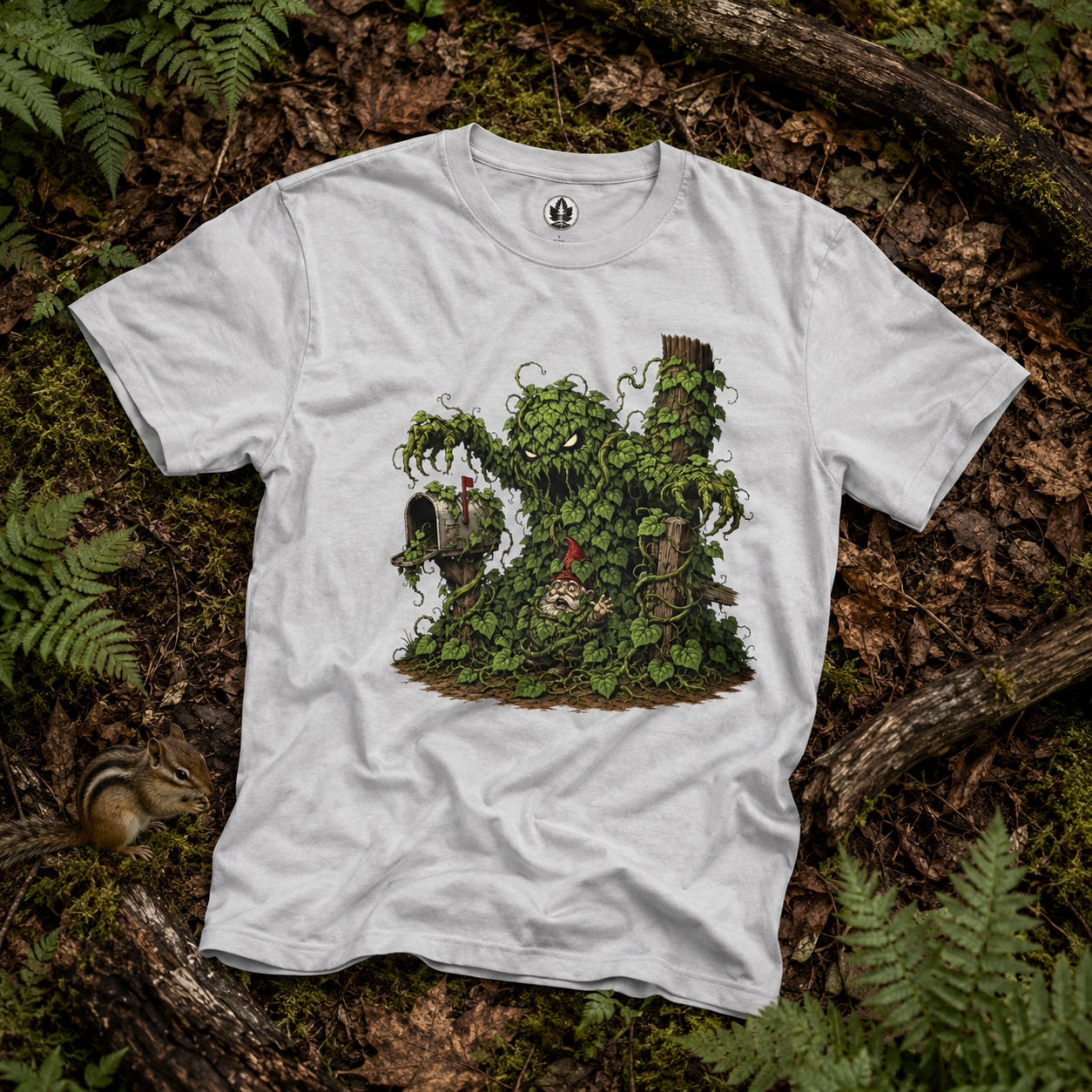 Kudzu Vine Monster with Garden Gnome Version 2 T‑Shirt