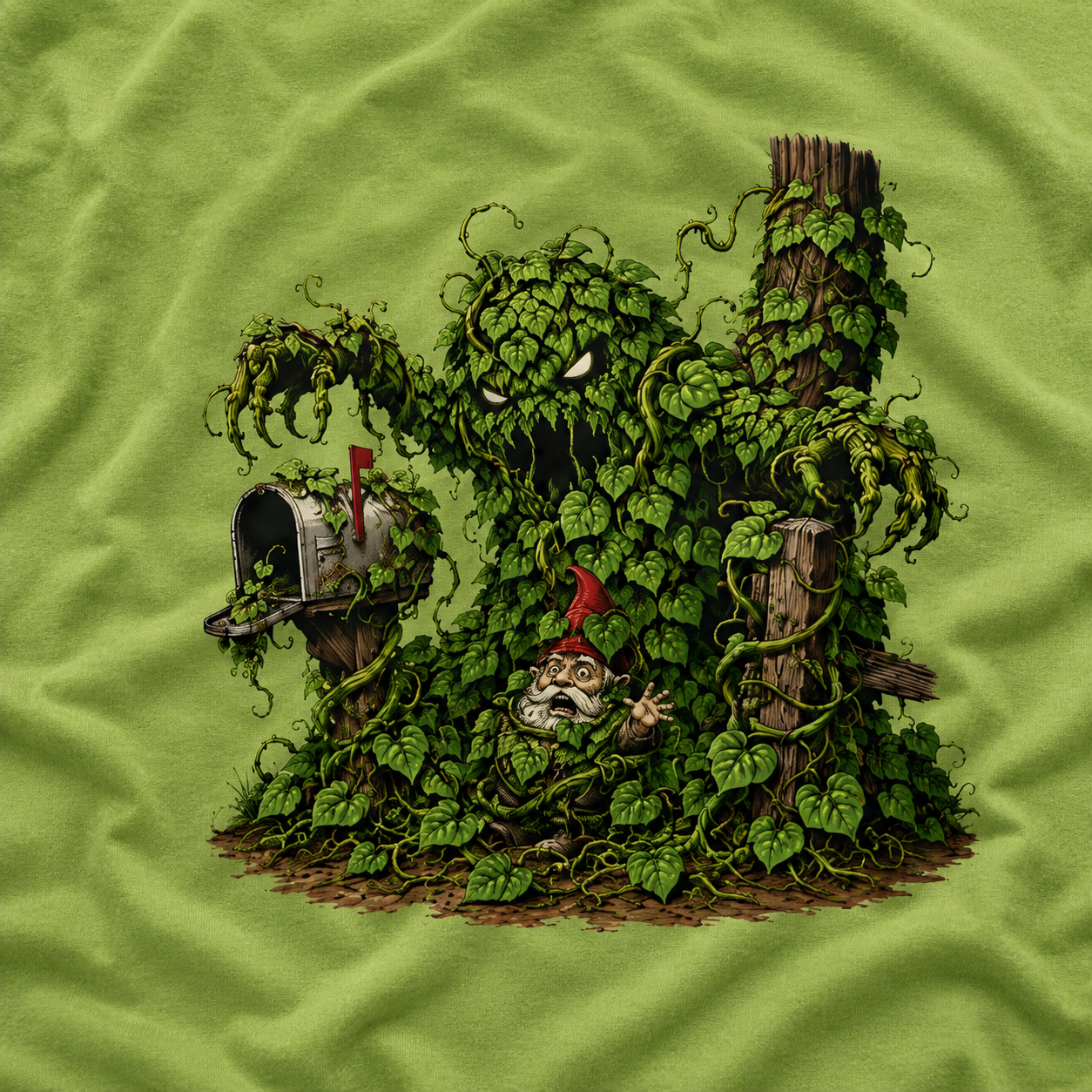 Kudzu Vine Monster with Garden Gnome Version 2 T‑Shirt