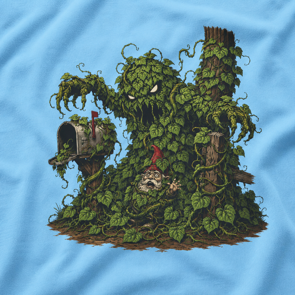 Kudzu Vine Monster with Garden Gnome Version 2 T‑Shirt