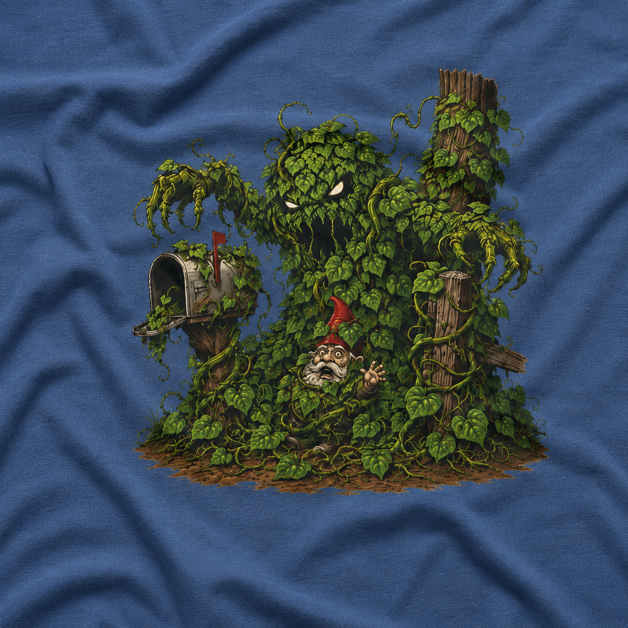 Kudzu Vine Monster with Garden Gnome Version 2 T‑Shirt