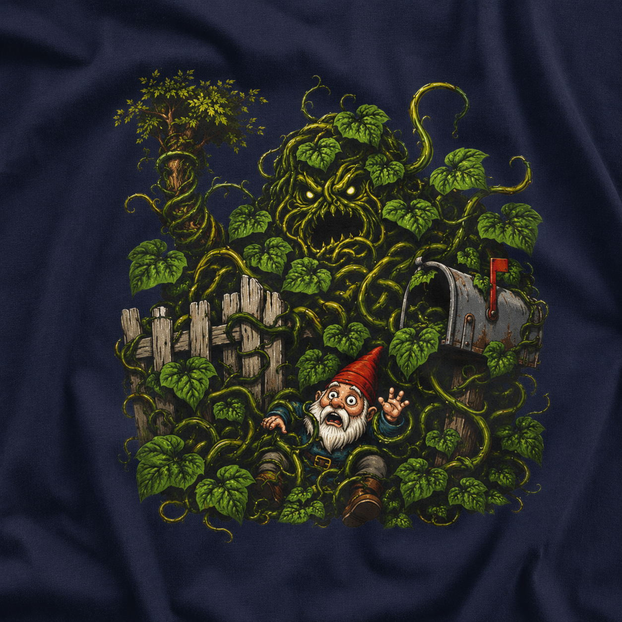 Kudzu Vine Monster with Garden Gnome Version 4 T‑Shirt