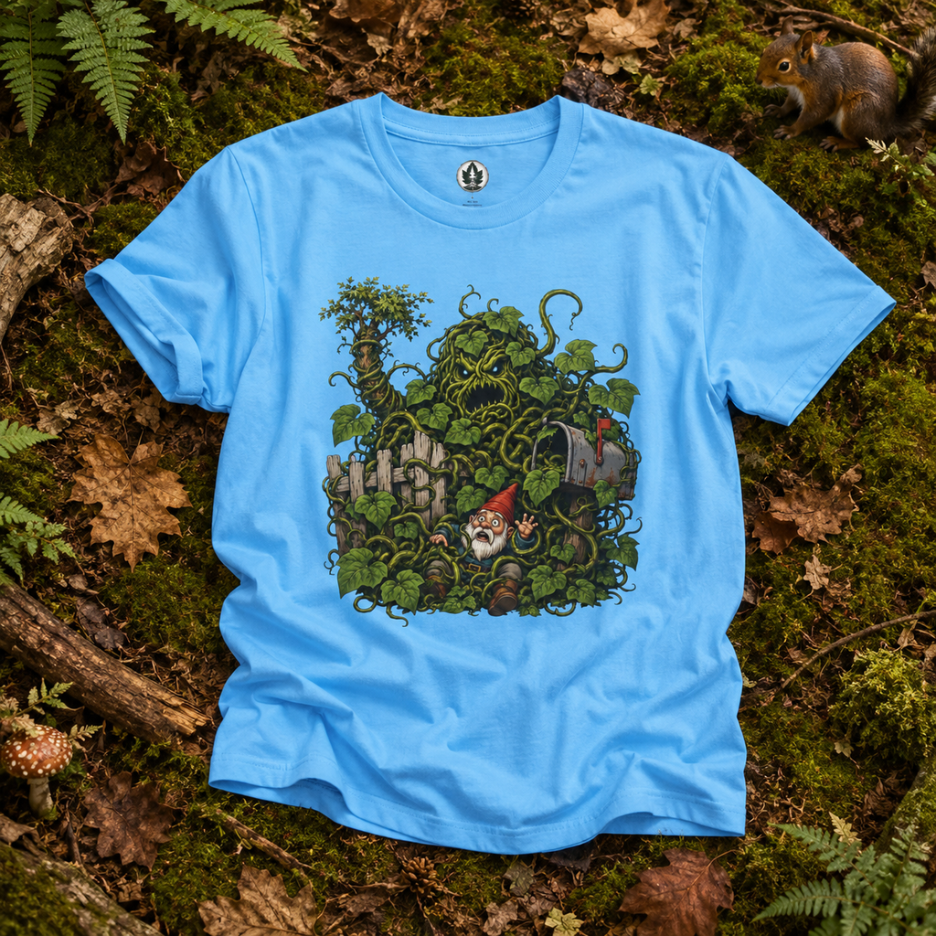 Kudzu Vine Monster with Garden Gnome Version 4 T‑Shirt