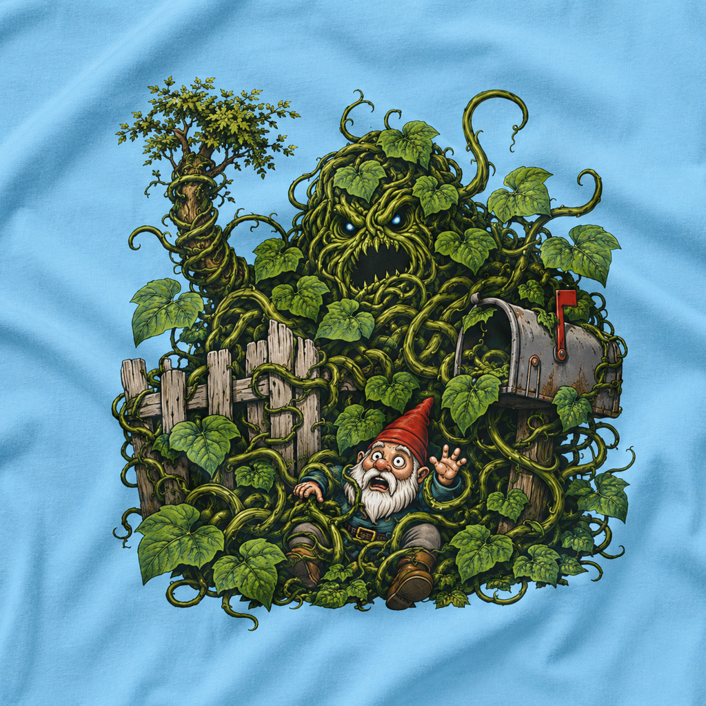 Kudzu Vine Monster with Garden Gnome Version 4 T‑Shirt