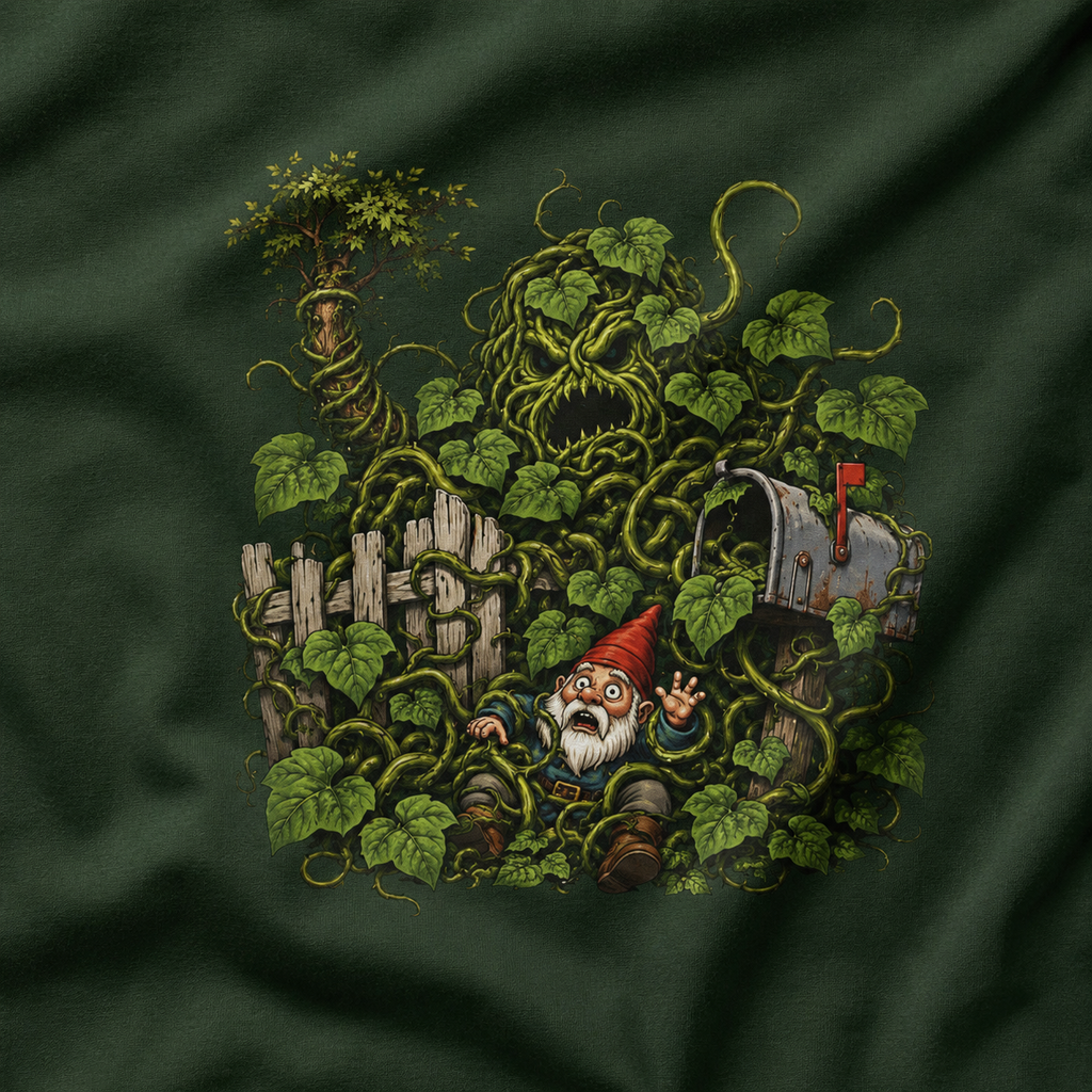 Kudzu Vine Monster with Garden Gnome Version 4 T‑Shirt