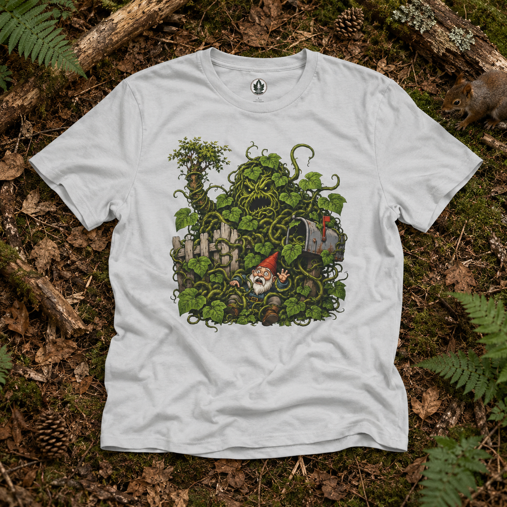 Kudzu Vine Monster with Garden Gnome Version 4 T‑Shirt