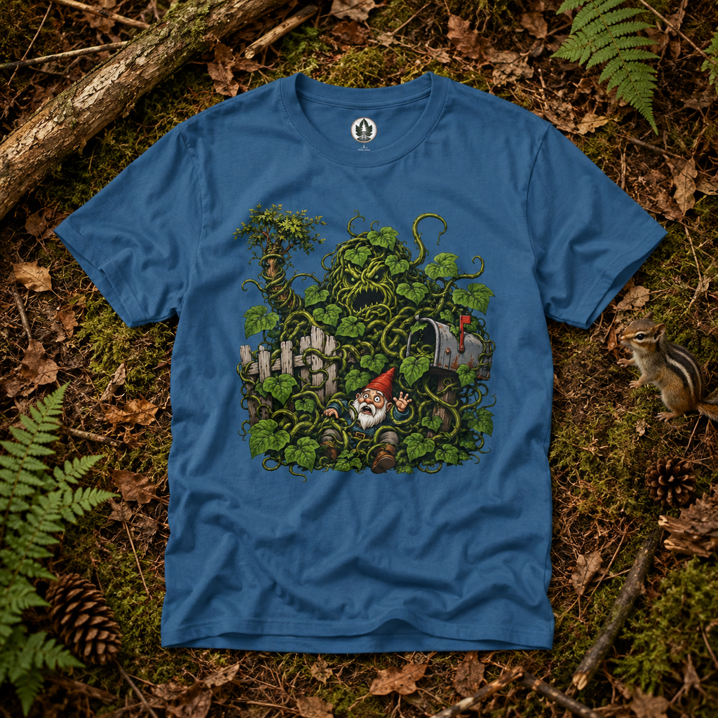 Kudzu Vine Monster with Garden Gnome Version 4 T‑Shirt
