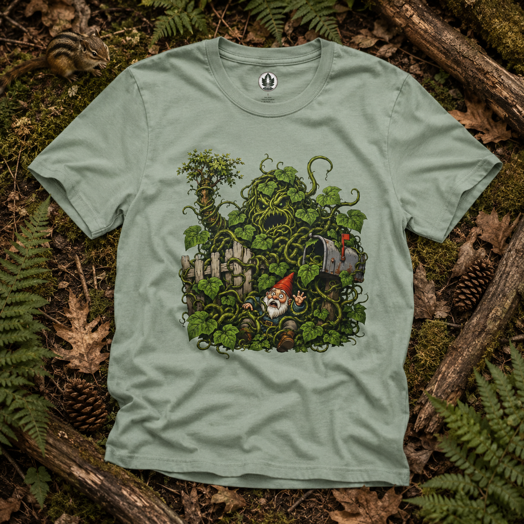 Kudzu Vine Monster with Garden Gnome Version 4 T‑Shirt
