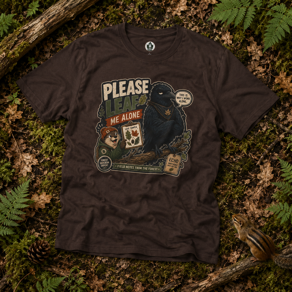 Please Leaf Me Alone (This is Why I Work Alone) Version 4 T‑Shirt
