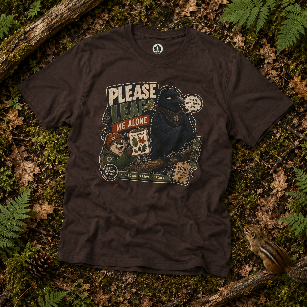 Please Leaf Me Alone (This is Why I Work Alone) Version 4 T‑Shirt