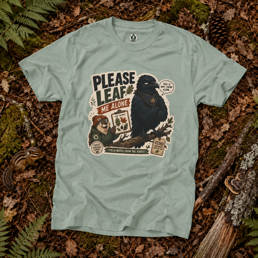 Please Leaf Me Alone (This is Why I Work Alone) Version 4 T‑Shirt
