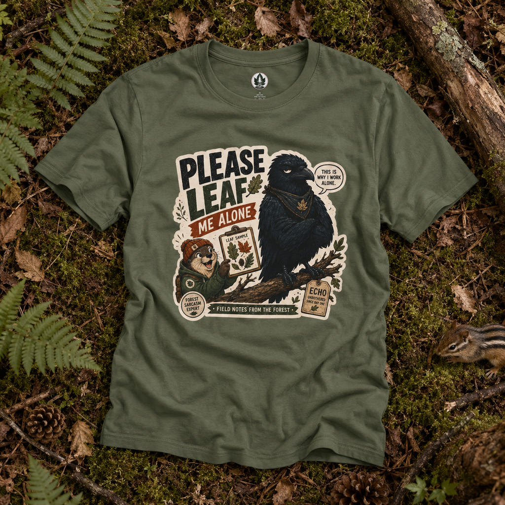 Please Leaf Me Alone (This is Why I Work Alone) Version 4 T‑Shirt