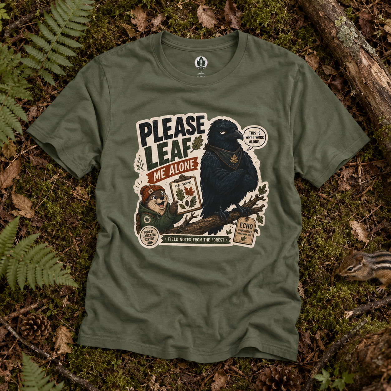 Please Leaf Me Alone (This is Why I Work Alone) Version 4 T‑Shirt
