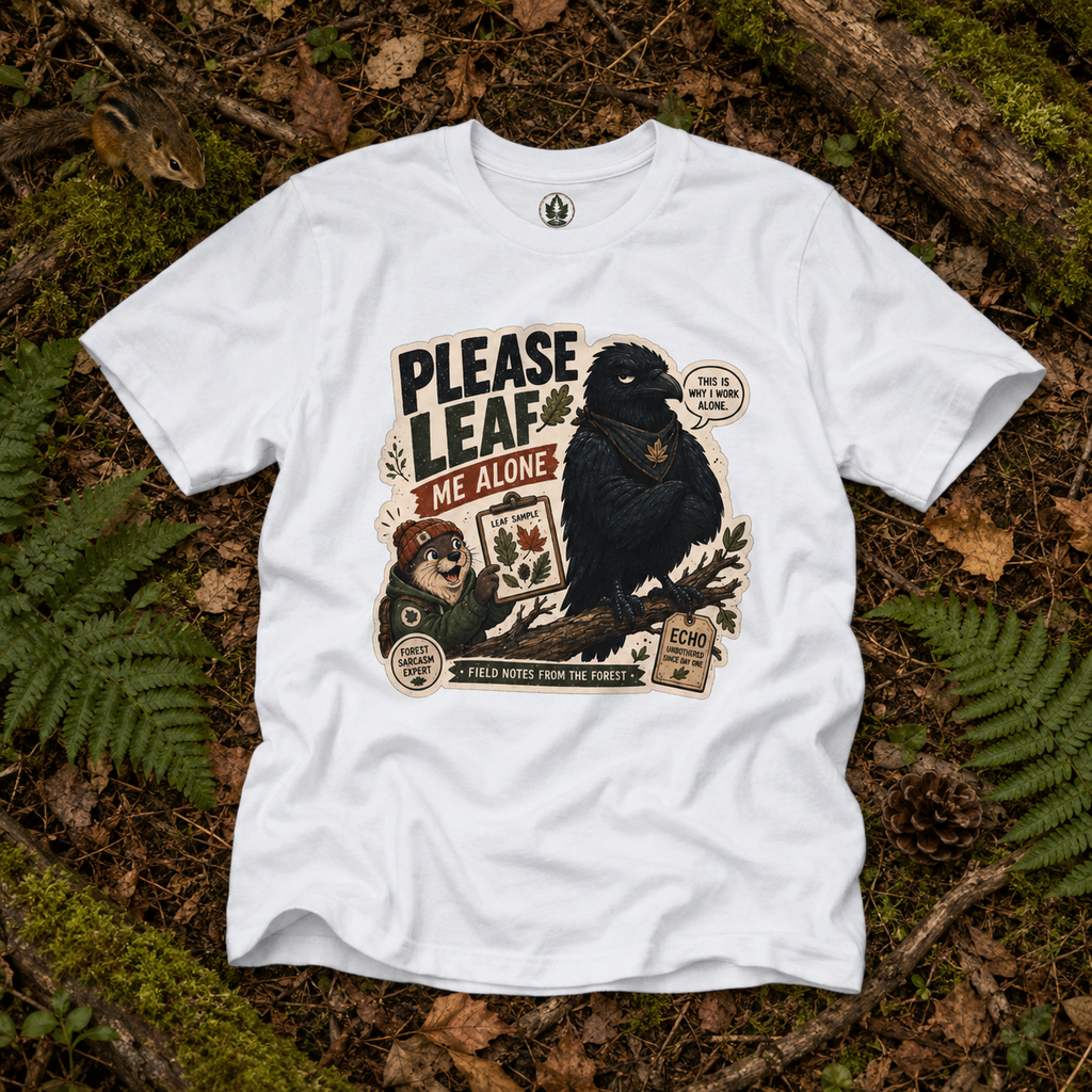 Please Leaf Me Alone (This is Why I Work Alone) Version 4 T‑Shirt
