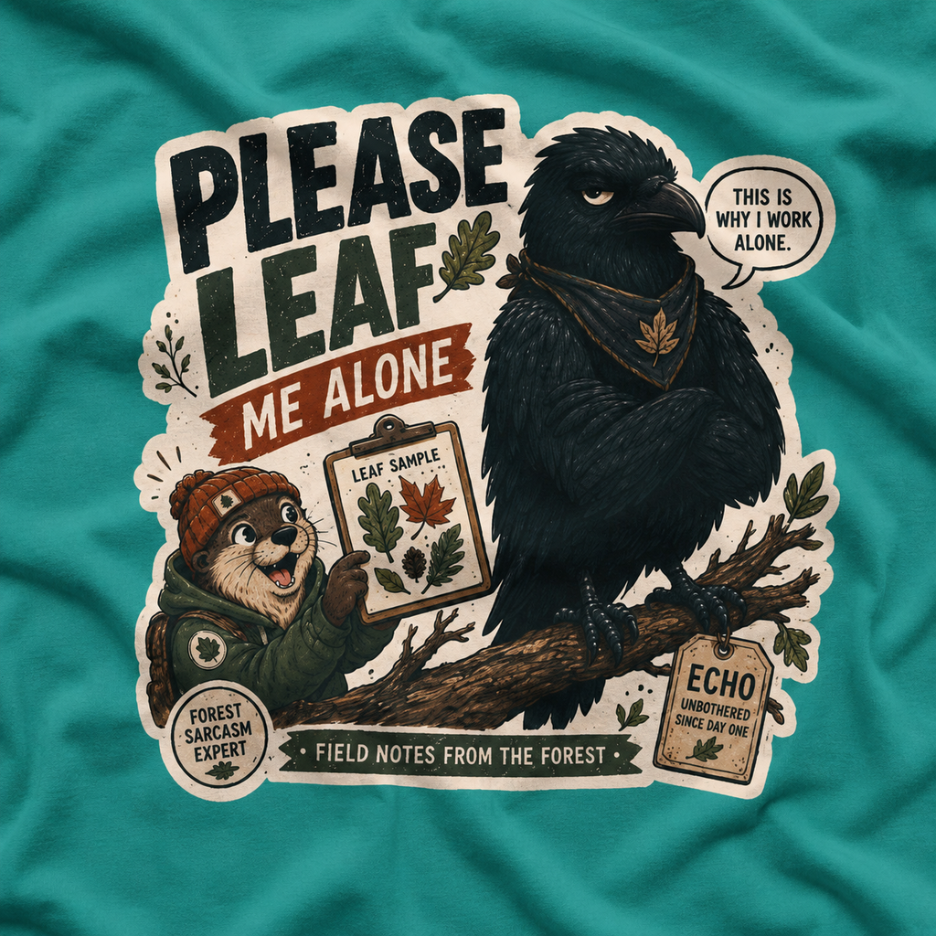 Please Leaf Me Alone (This is Why I Work Alone) Version 4 T‑Shirt