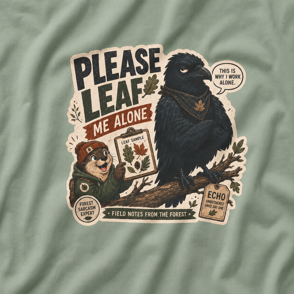 Please Leaf Me Alone (This is Why I Work Alone) Version 4 T‑Shirt