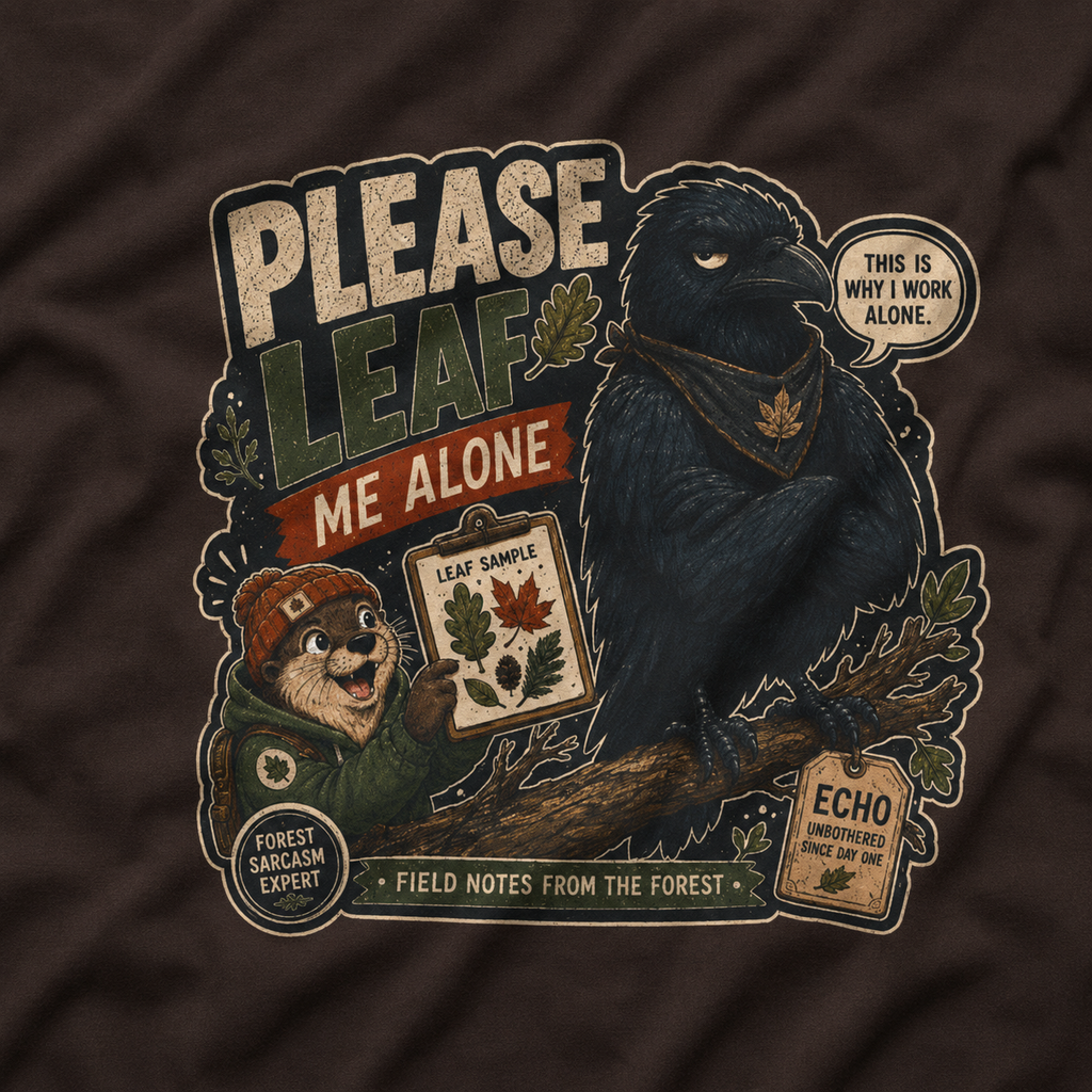 Please Leaf Me Alone (This is Why I Work Alone) Version 4 T‑Shirt
