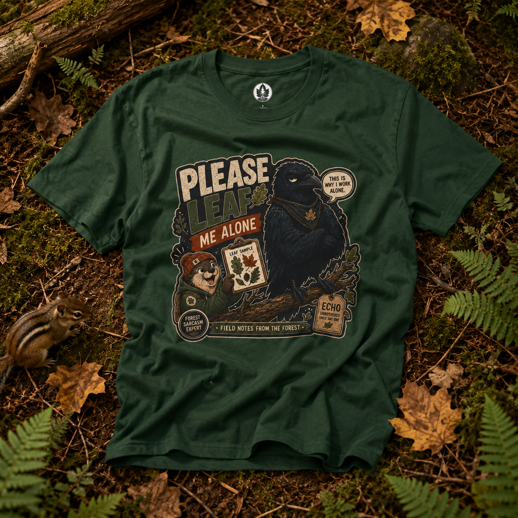 Please Leaf Me Alone (This is Why I Work Alone) Version 4 T‑Shirt