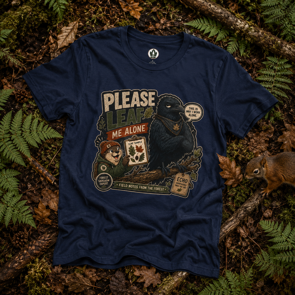 Please Leaf Me Alone (This is Why I Work Alone) Version 4 T‑Shirt