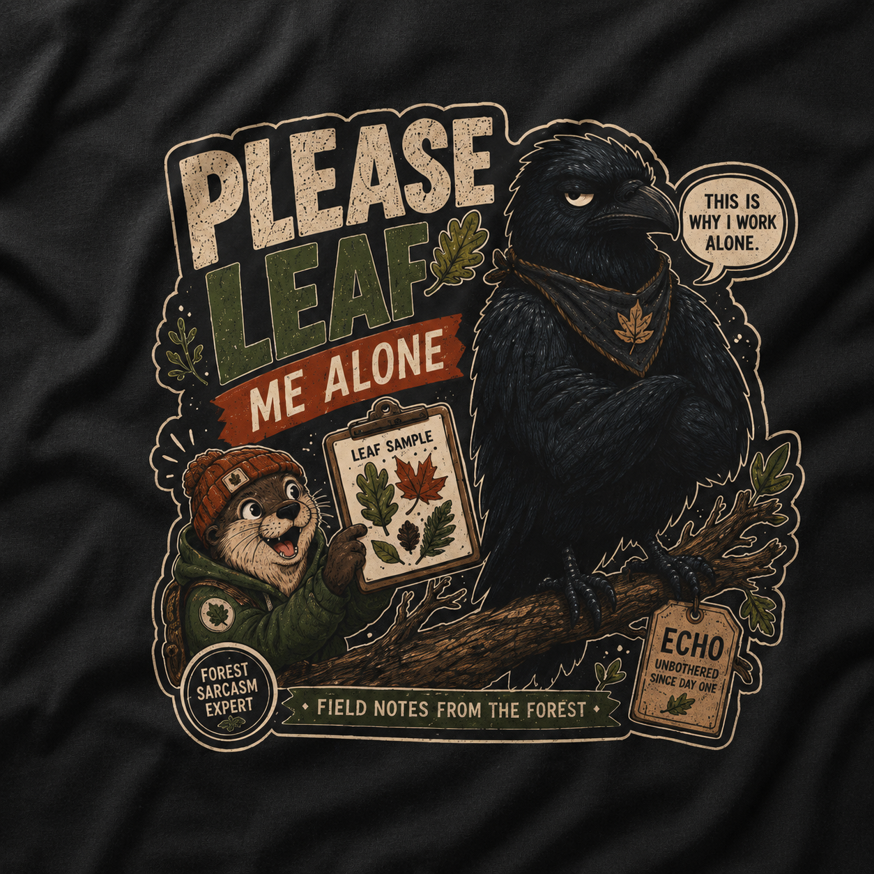 Please Leaf Me Alone (This is Why I Work Alone) Version 4 T‑Shirt