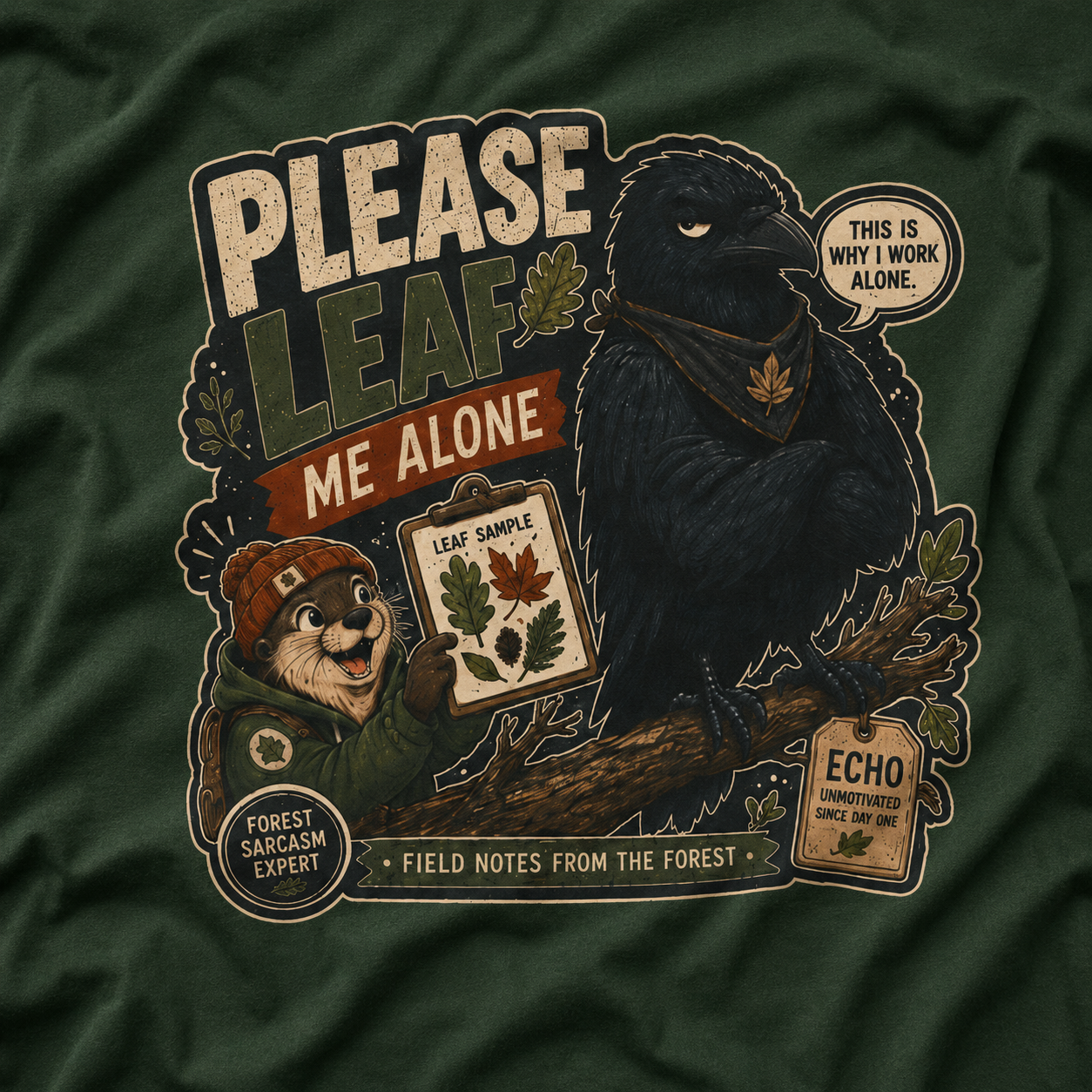 Please Leaf Me Alone (This is Why I Work Alone) Version 4 T‑Shirt