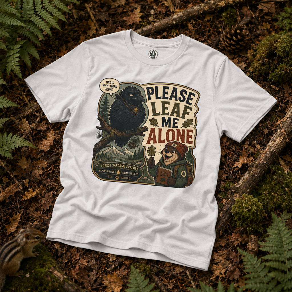 Please Leaf Me Alone (This is Why I Work Alone) Version 5 T‑Shirt