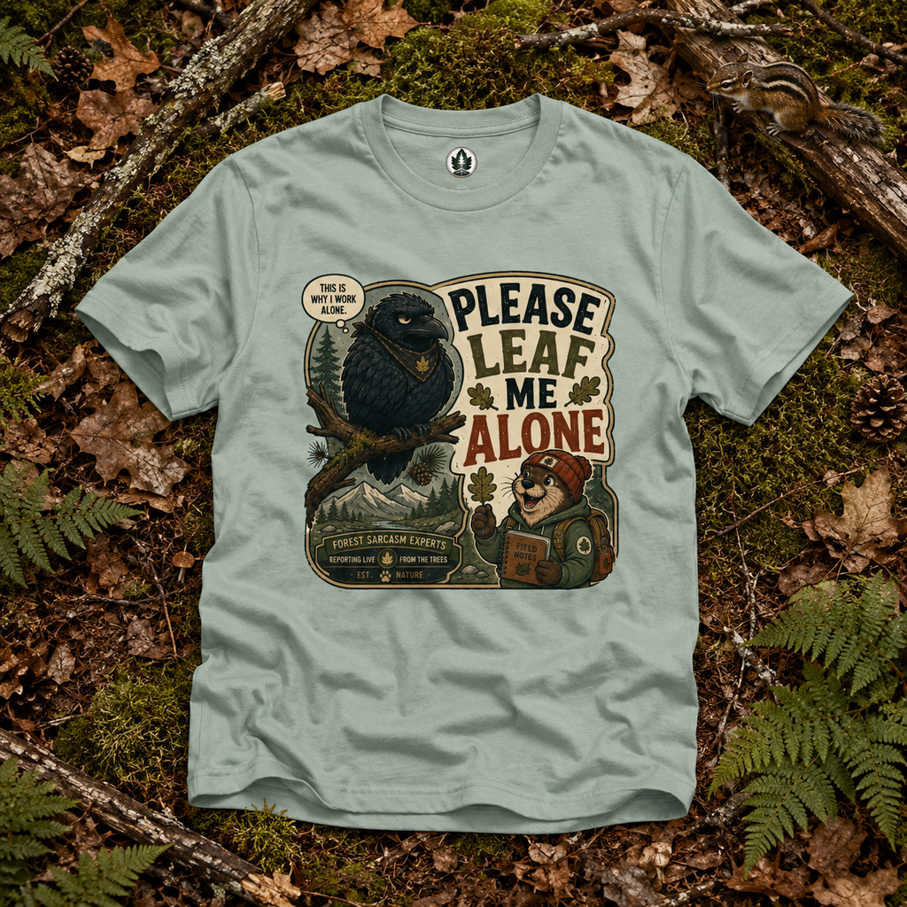 Please Leaf Me Alone (This is Why I Work Alone) Version 5 T‑Shirt