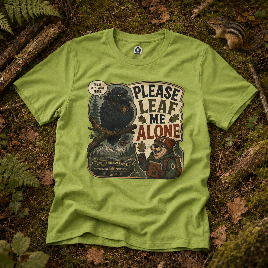 Please Leaf Me Alone (This is Why I Work Alone) Version 5 T‑Shirt