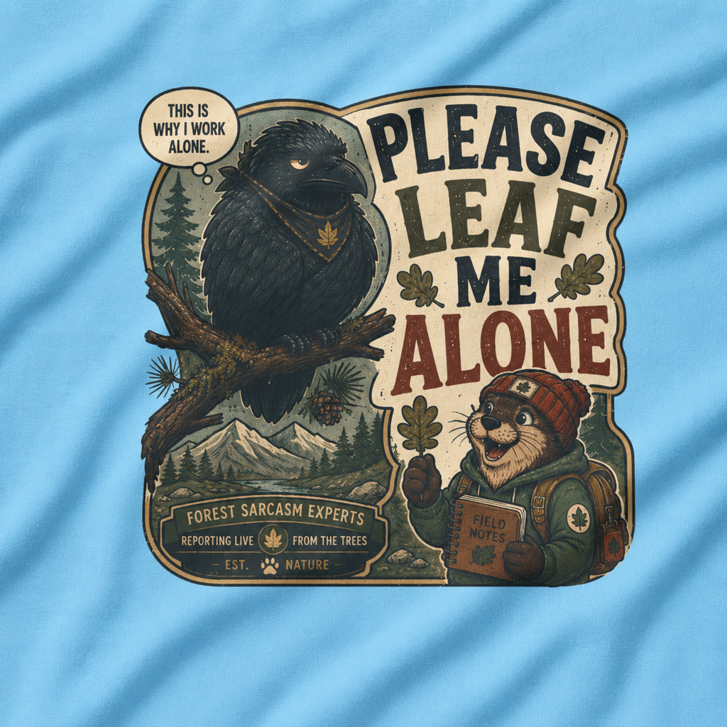Please Leaf Me Alone (This is Why I Work Alone) Version 5 T‑Shirt