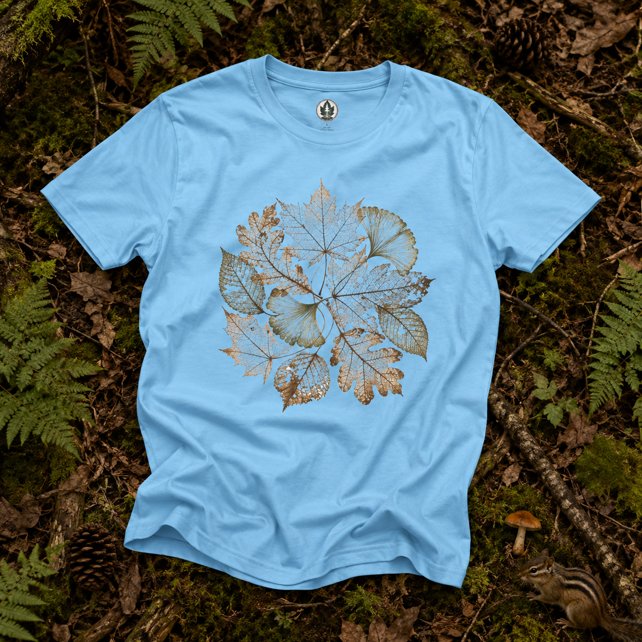 Skeleton Leaf Collage T‑Shirt