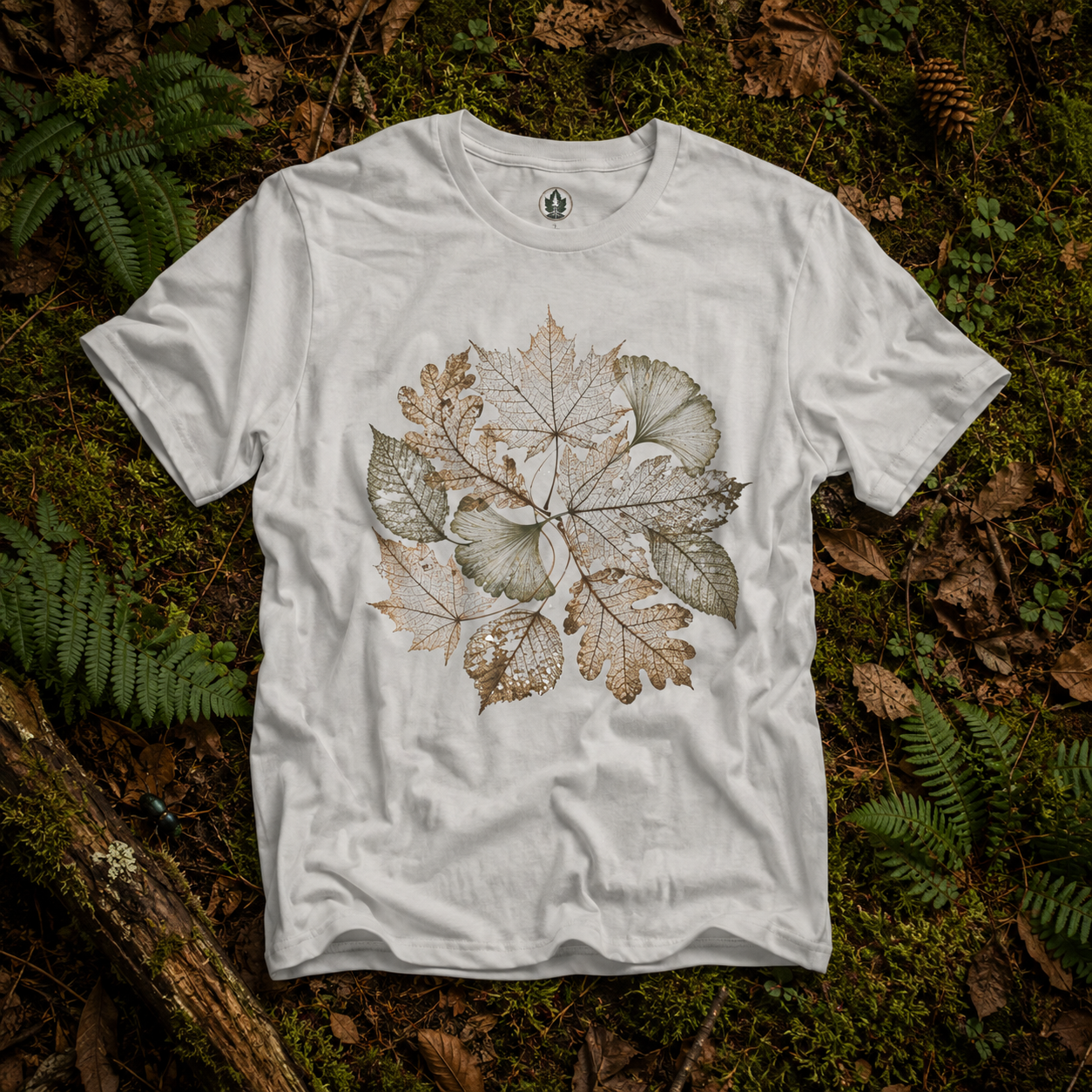 Skeleton Leaf Collage T‑Shirt
