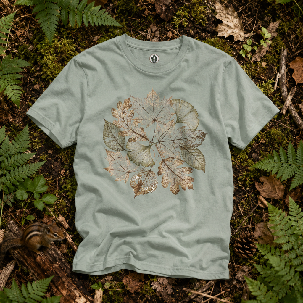 Skeleton Leaf Collage T‑Shirt