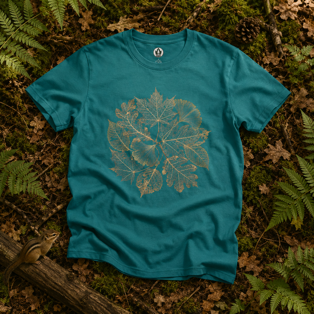 Skeleton Leaf Collage T‑Shirt