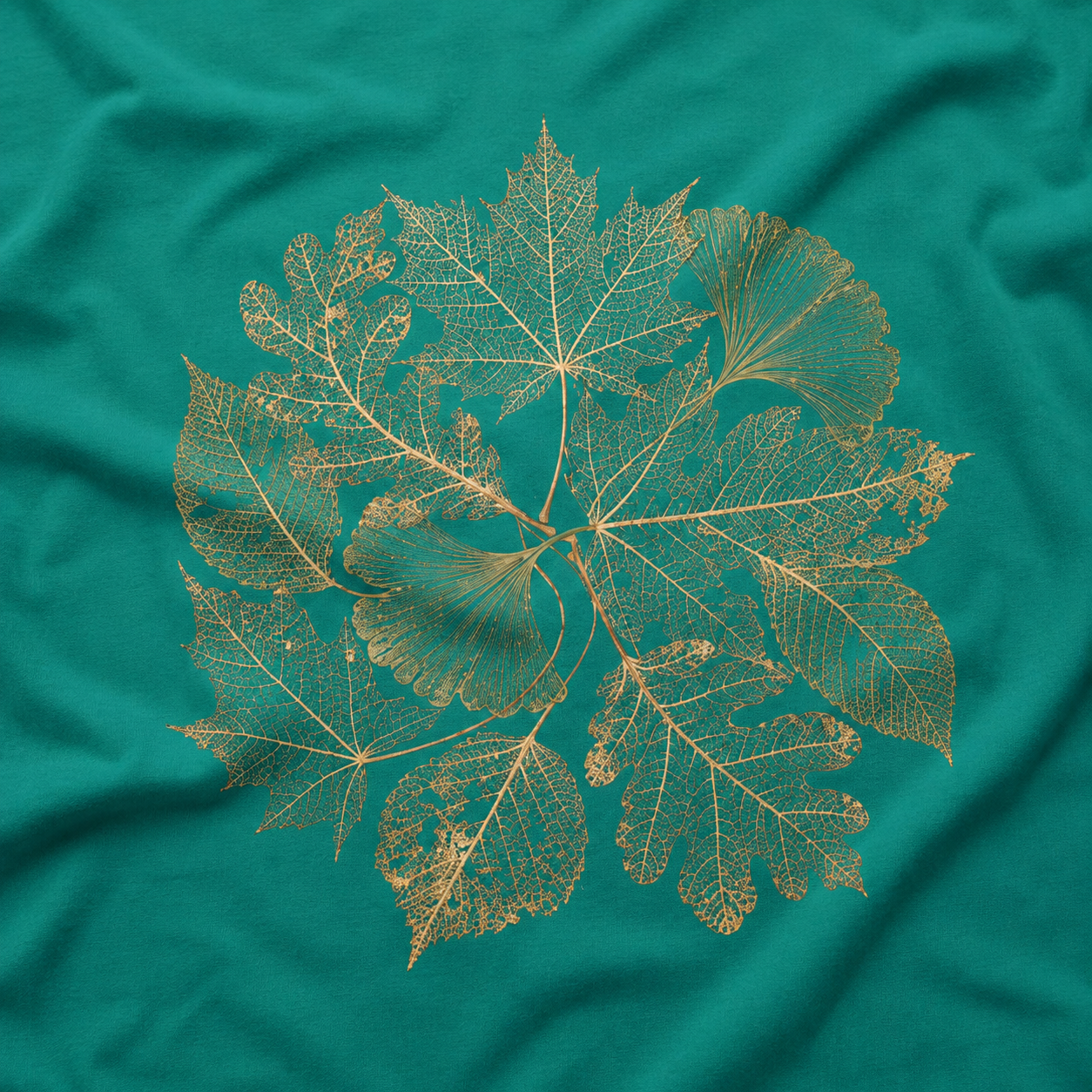 Skeleton Leaf Collage T‑Shirt