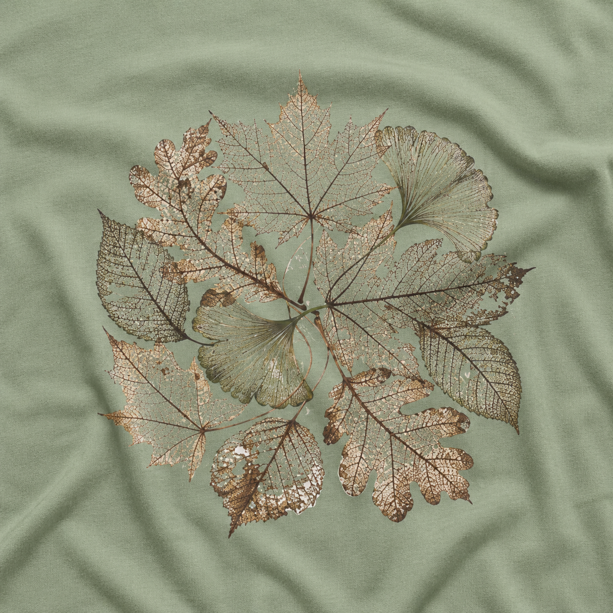 Skeleton Leaf Collage T‑Shirt