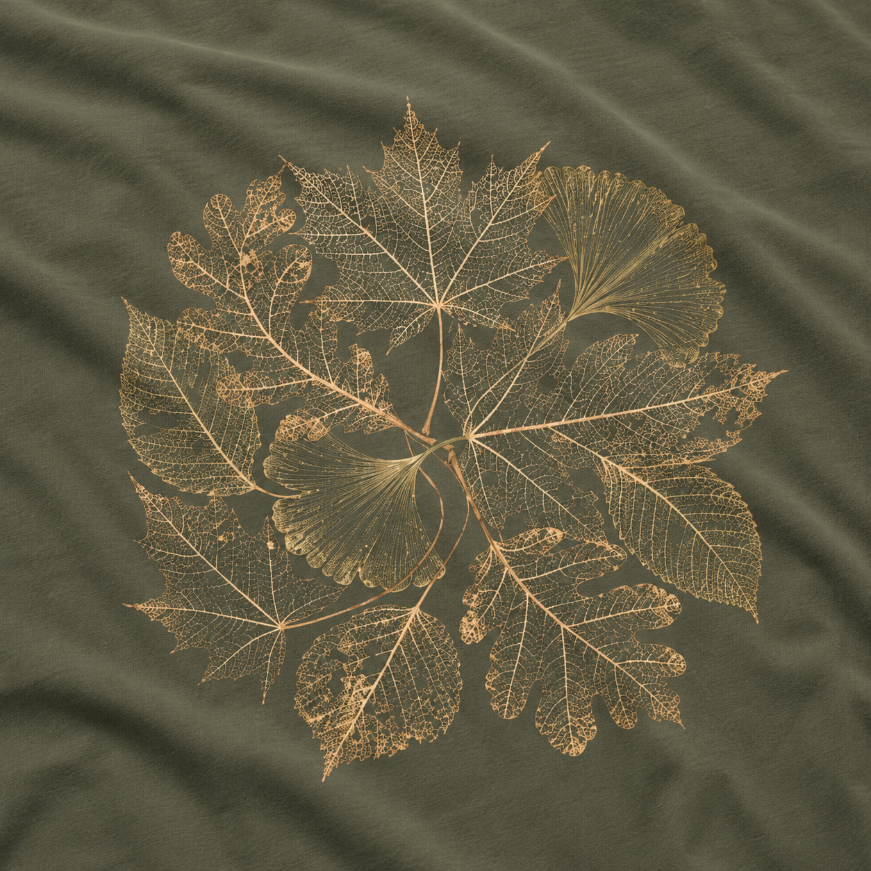 Skeleton Leaf Collage T‑Shirt