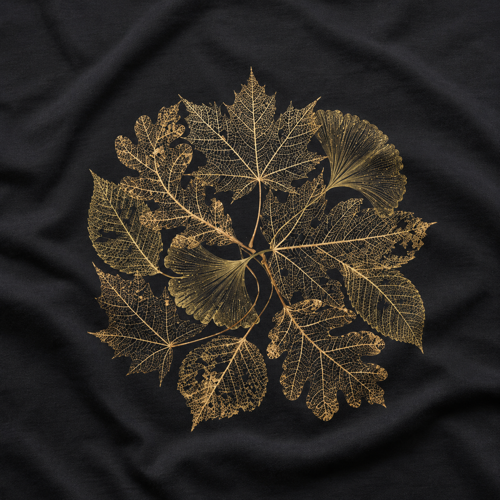 Skeleton Leaf Collage T‑Shirt
