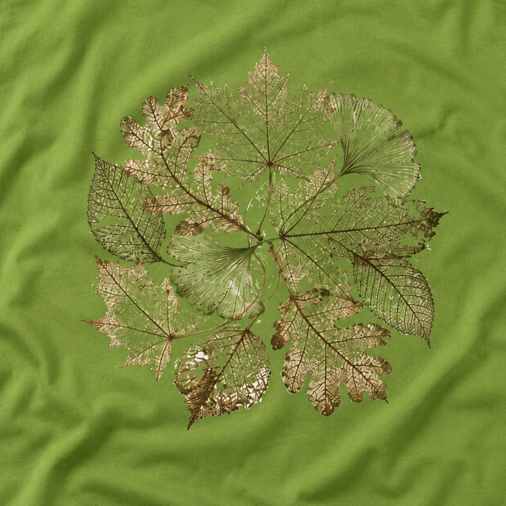 Skeleton Leaf Collage T‑Shirt