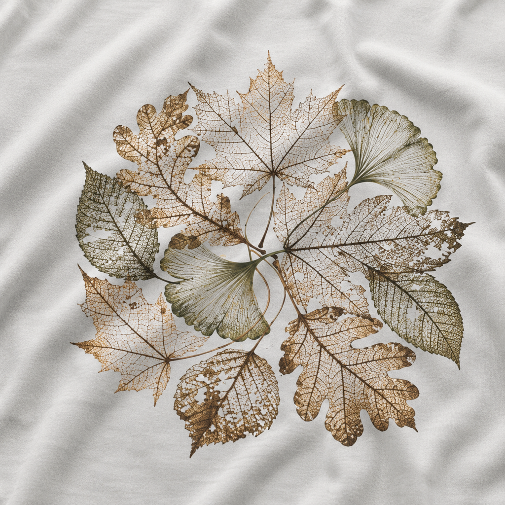 Skeleton Leaf Collage T‑Shirt