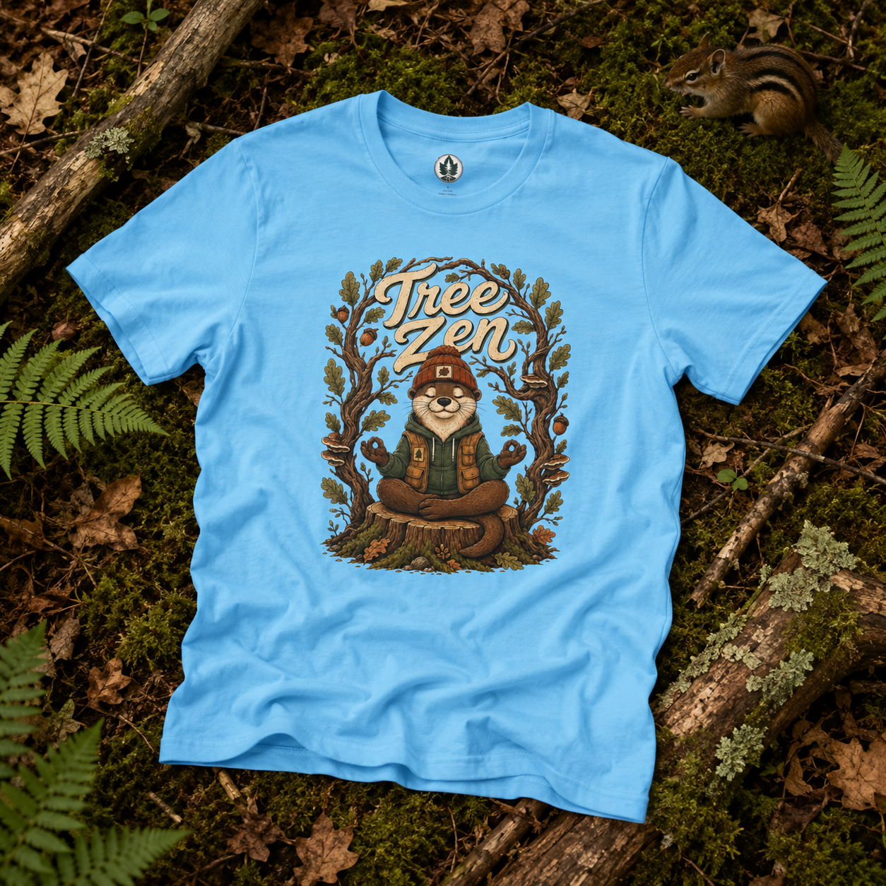 Tree Zen Version 1 Framed in Oak Branches and Leaves T‑Shirt