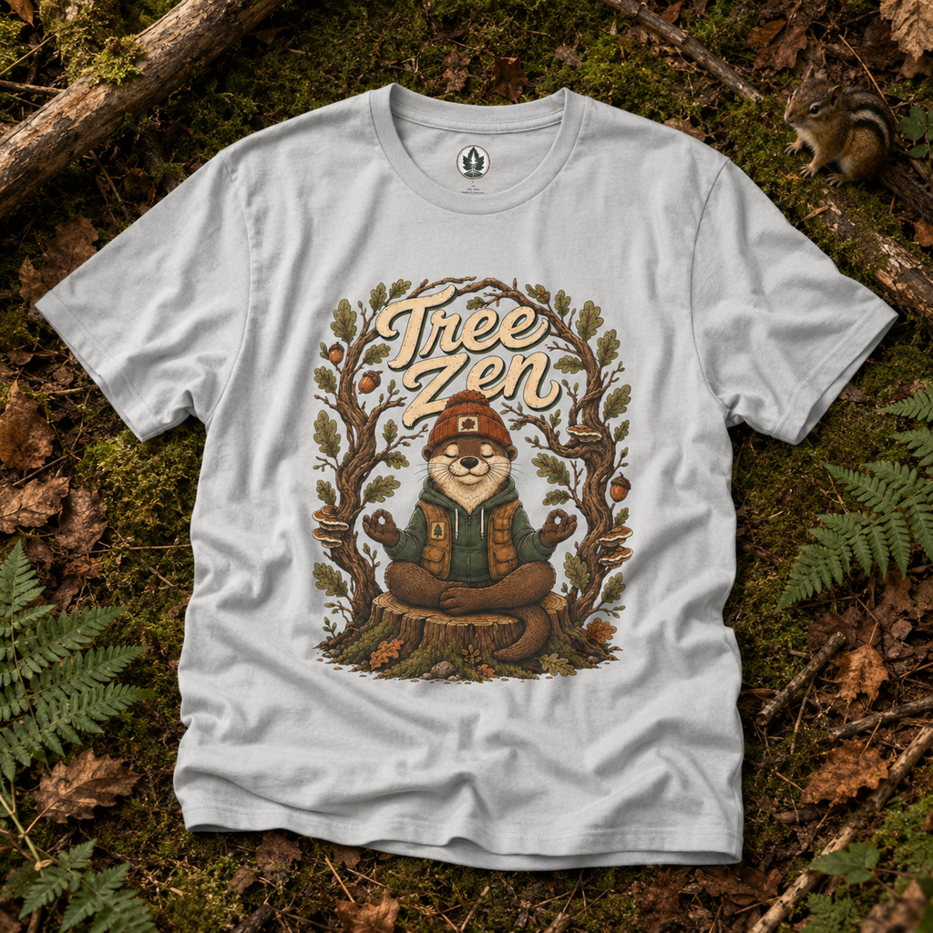 Tree Zen Version 1 Framed in Oak Branches and Leaves T‑Shirt
