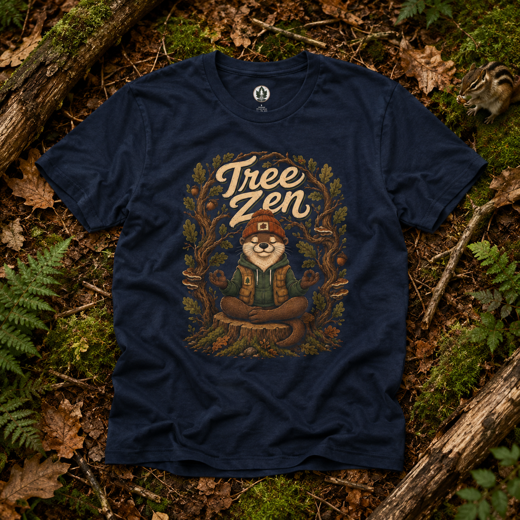 Tree Zen Version 1 Framed in Oak Branches and Leaves T‑Shirt