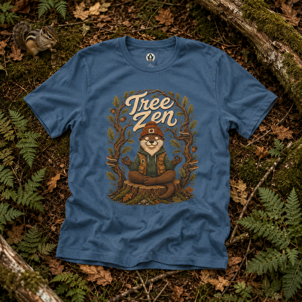 Tree Zen Version 1 Framed in Oak Branches and Leaves T‑Shirt