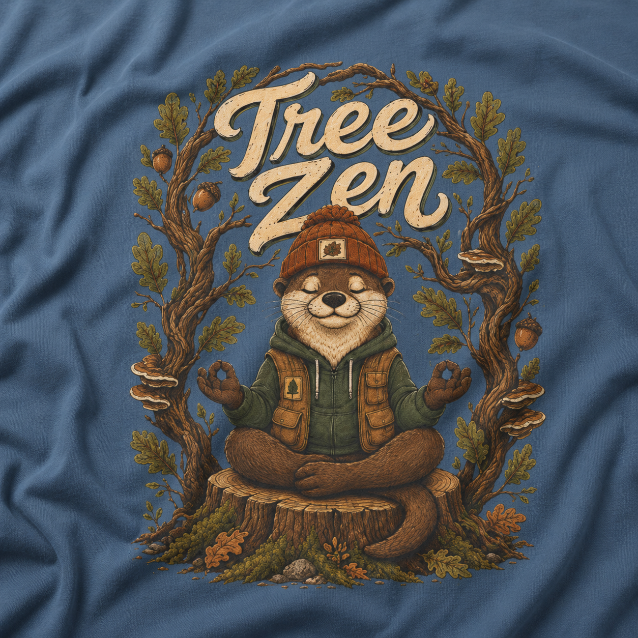 Tree Zen Version 1 Framed in Oak Branches and Leaves T‑Shirt