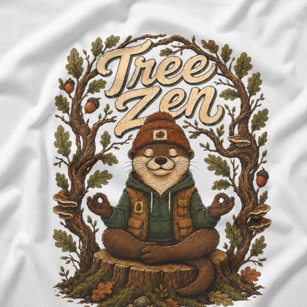 Tree Zen Version 1 Framed in Oak Branches and Leaves T‑Shirt